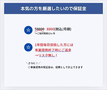 合同会社インタスの副業の費用
